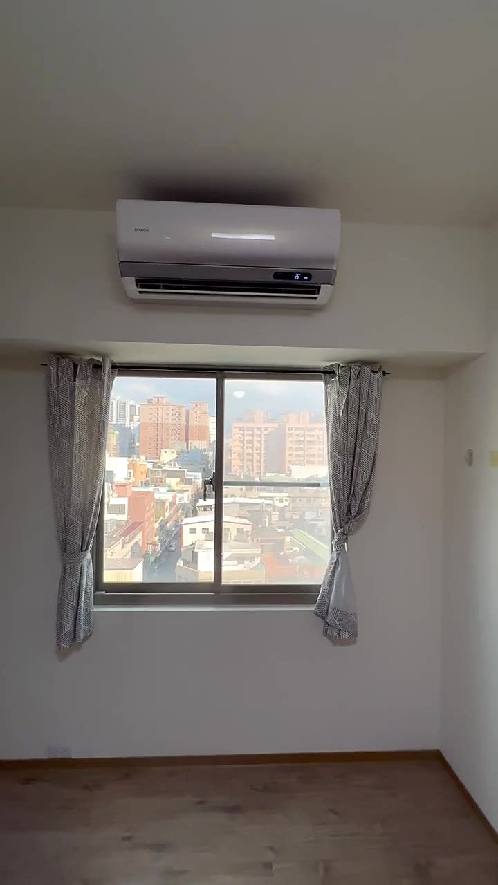 謹騰冷氣完工巡檢影片封面，安裝完成的室內機與房間實景